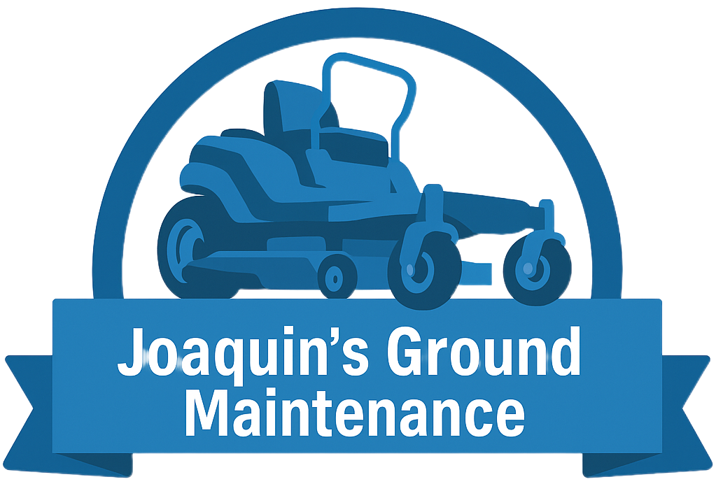 Zero-turn mower logo for Joaquins Ground Maintenance
